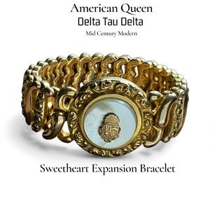 Delta Tau Delta Shield on MOP Expansion Sweetheart Bracelet American Queen Plate